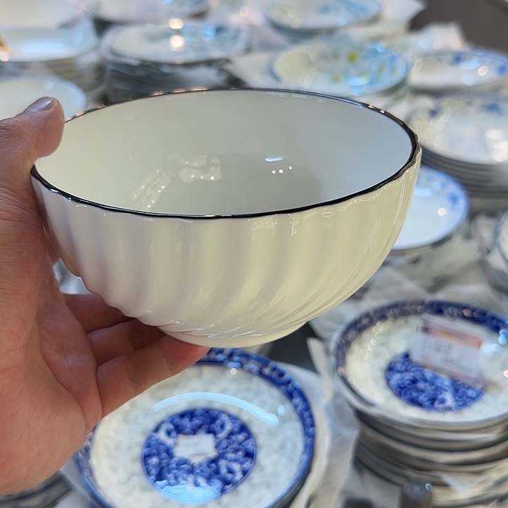 摆件直播间白色面碗2只