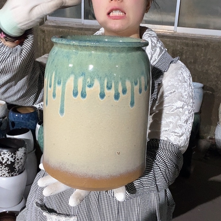 紫砂花盆瑕疵口17高26