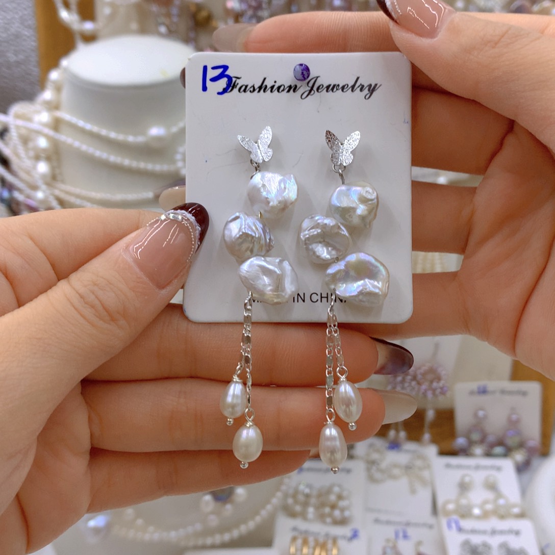 淡水珍珠耳饰合金