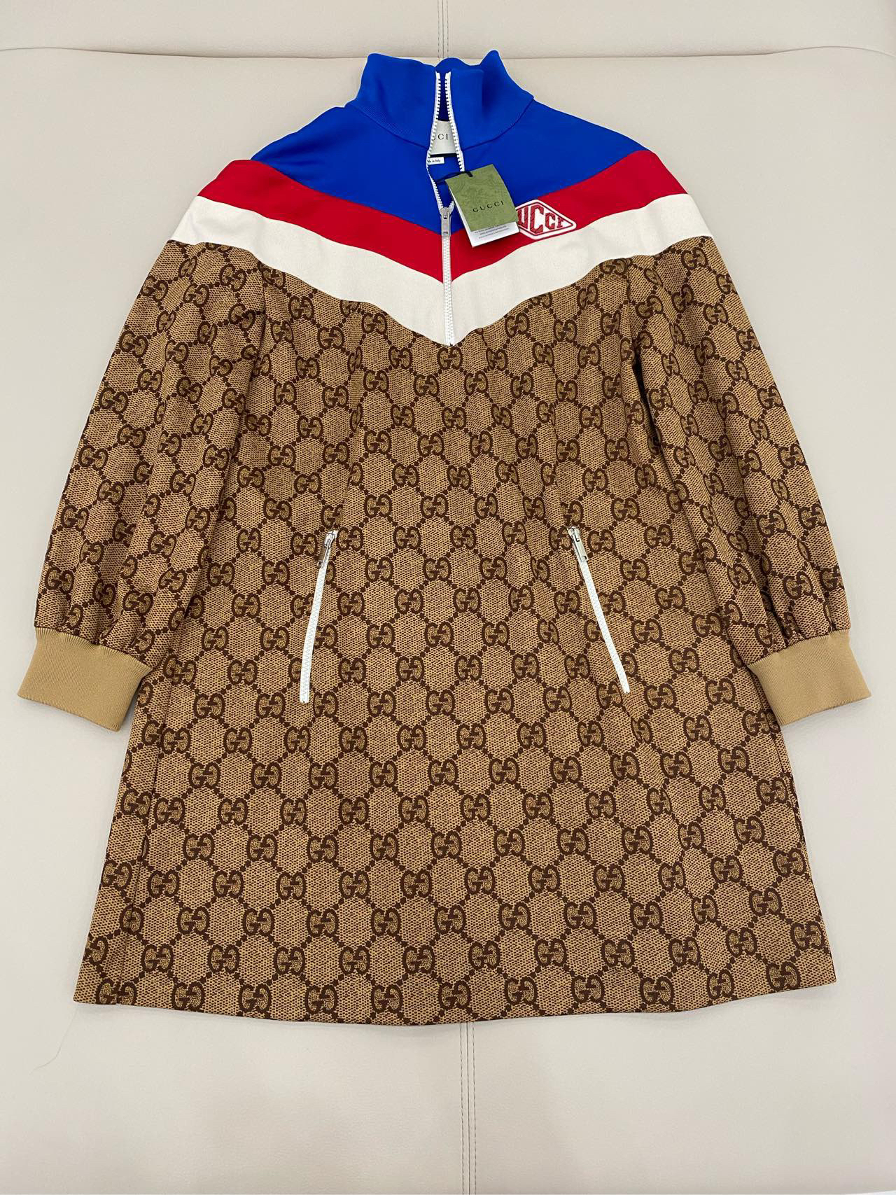 全新未使用 GUCCI/古驰 Gucci 经典款印花针织连衣裙 xs码宽松版 