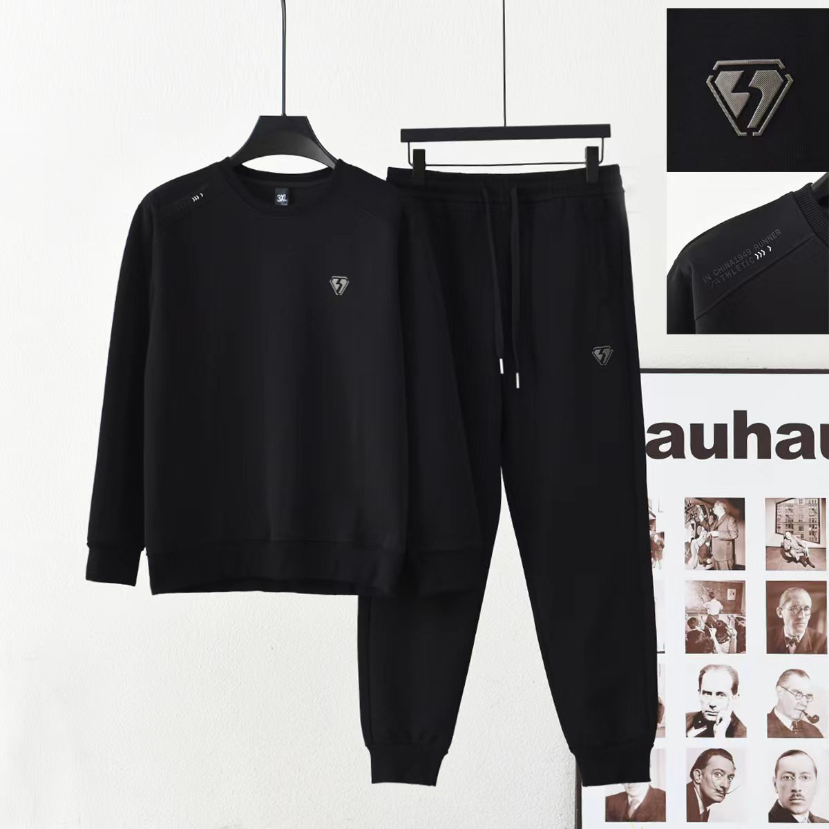 秋冬款男士休闲时尚百搭圆领卫衣裤子套装-56188