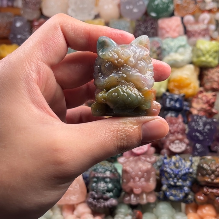 国潮摆件醒狮手把件