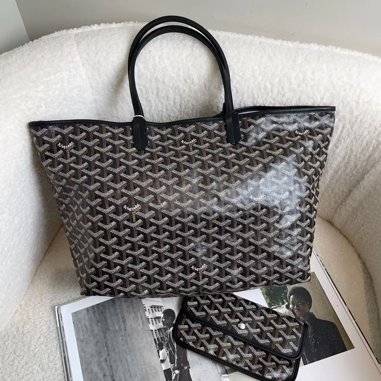 99新 Goyard 黑老花tote包小号/75651301/12期/代卖服务