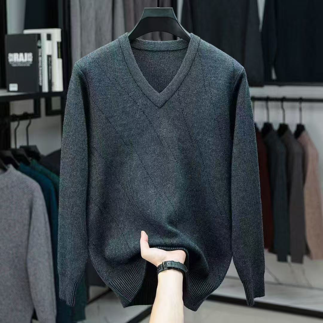 351-400长袖中老年男士秋冬保暖毛衣休闲爸爸