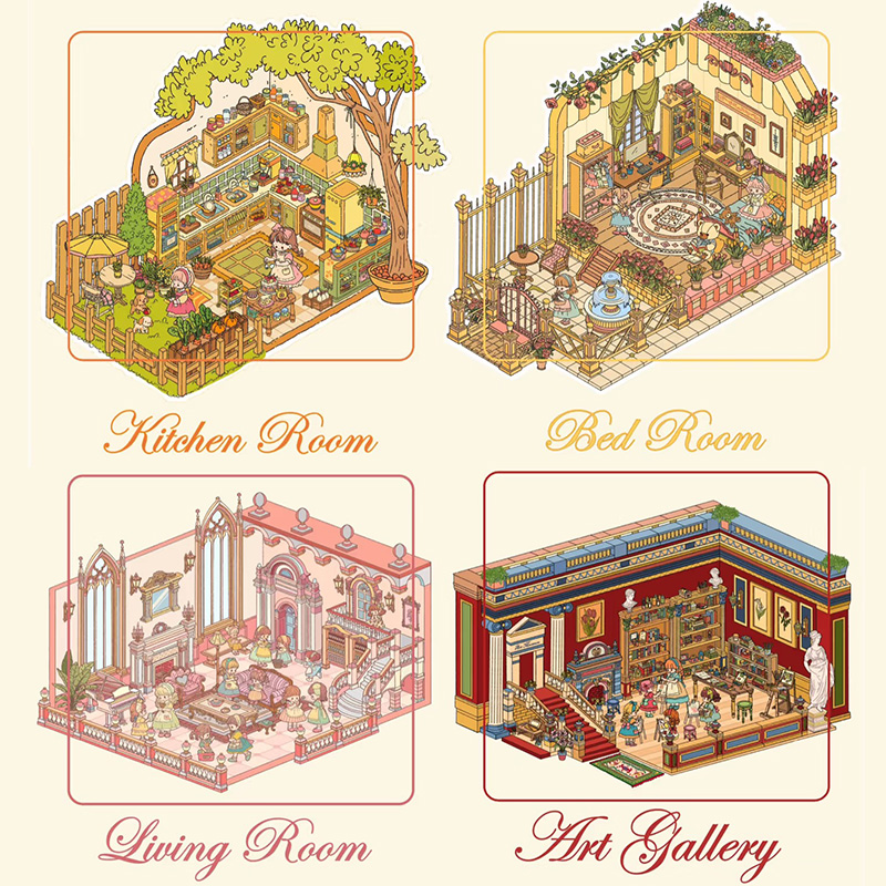 造景贴纸⭐利胜4.0 亮膜 3d立体小屋 微缩场景diy手工拼贴宝藏文创