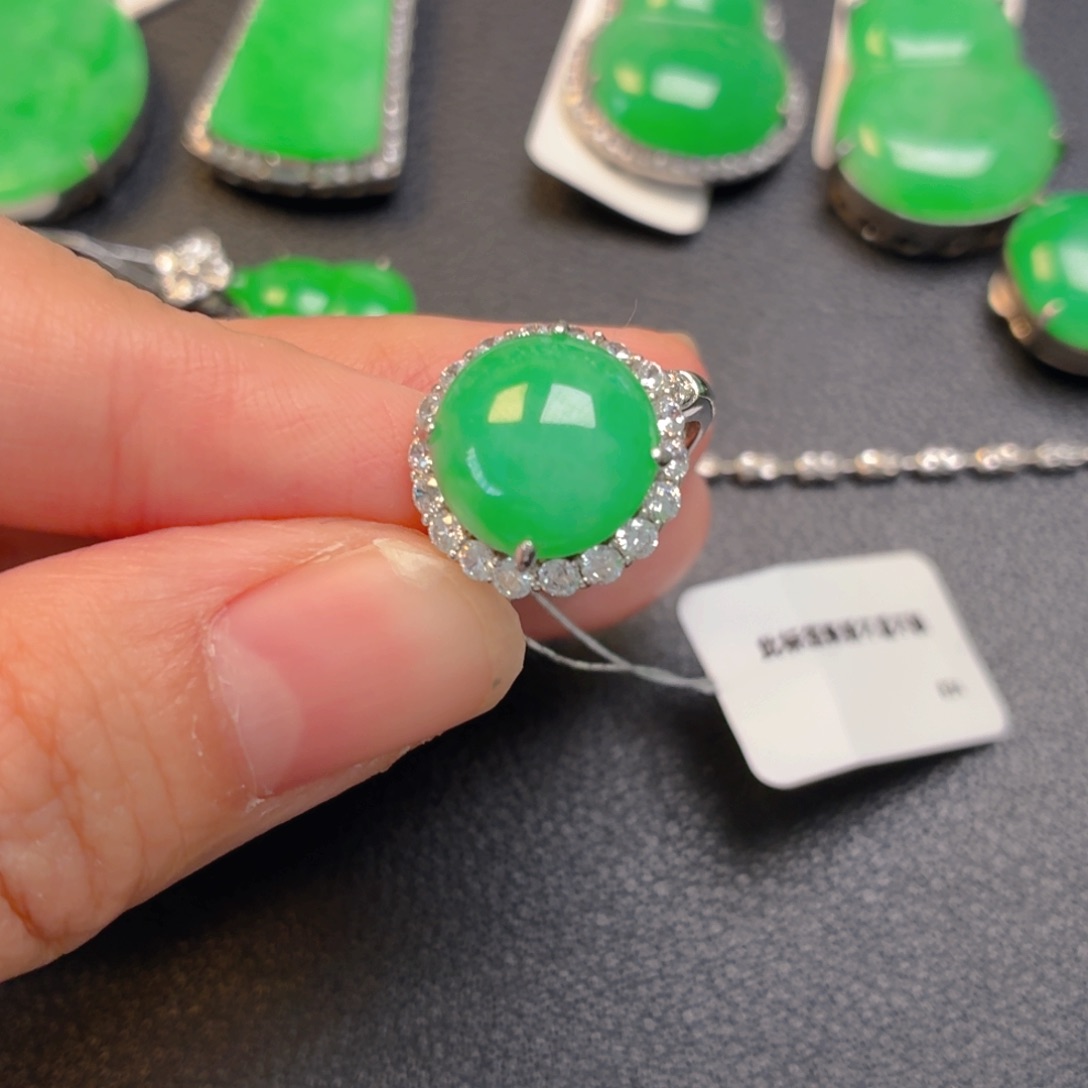 翡翠银S925镶嵌吊坠(不含链)戒指