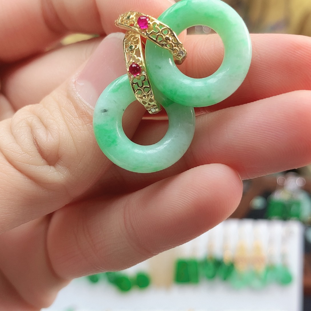 翡翠耳饰银S925镶嵌耳饰