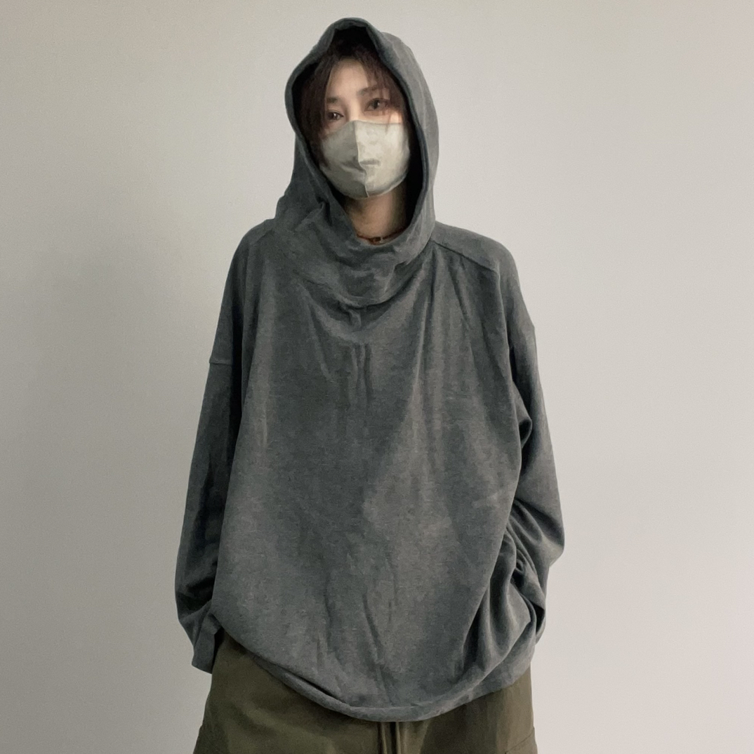 S055 连帽廓形软糯面料帽衫宽松高街百搭慵懒ins休闲