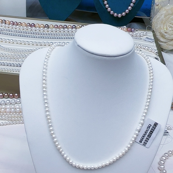 淡水珍珠颈饰银S925镶嵌卡4➕极光冷白