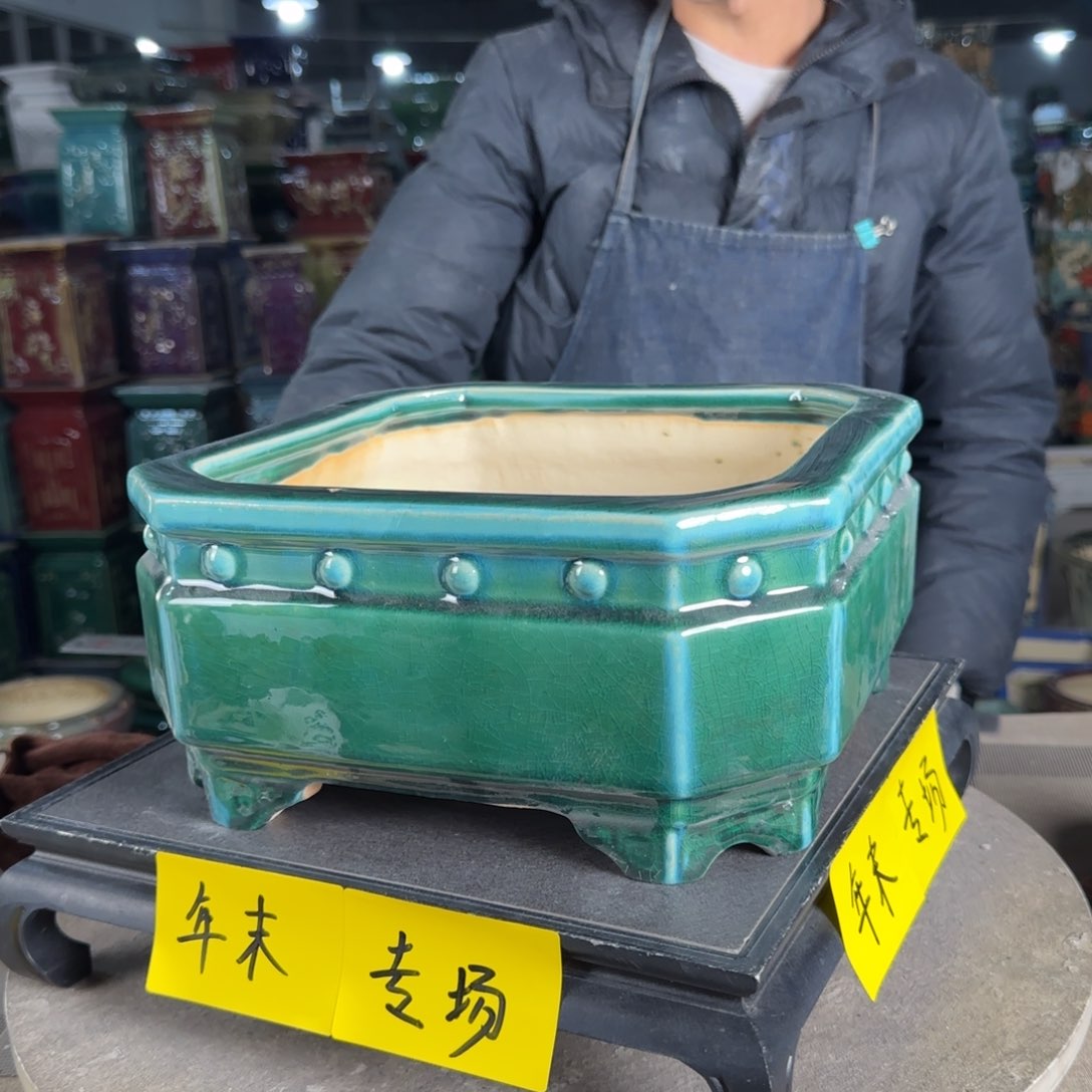 一风堂石湾花盆。泥子瑕疵