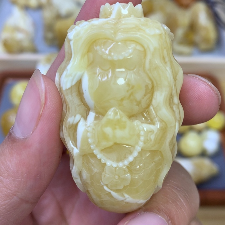 【闪购商品】琥珀珠宝奇石未镶嵌27.7克美人鱼