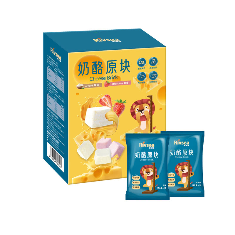 禾泱泱 奶酪原块 原味(4g*11)+草莓(4g*11)