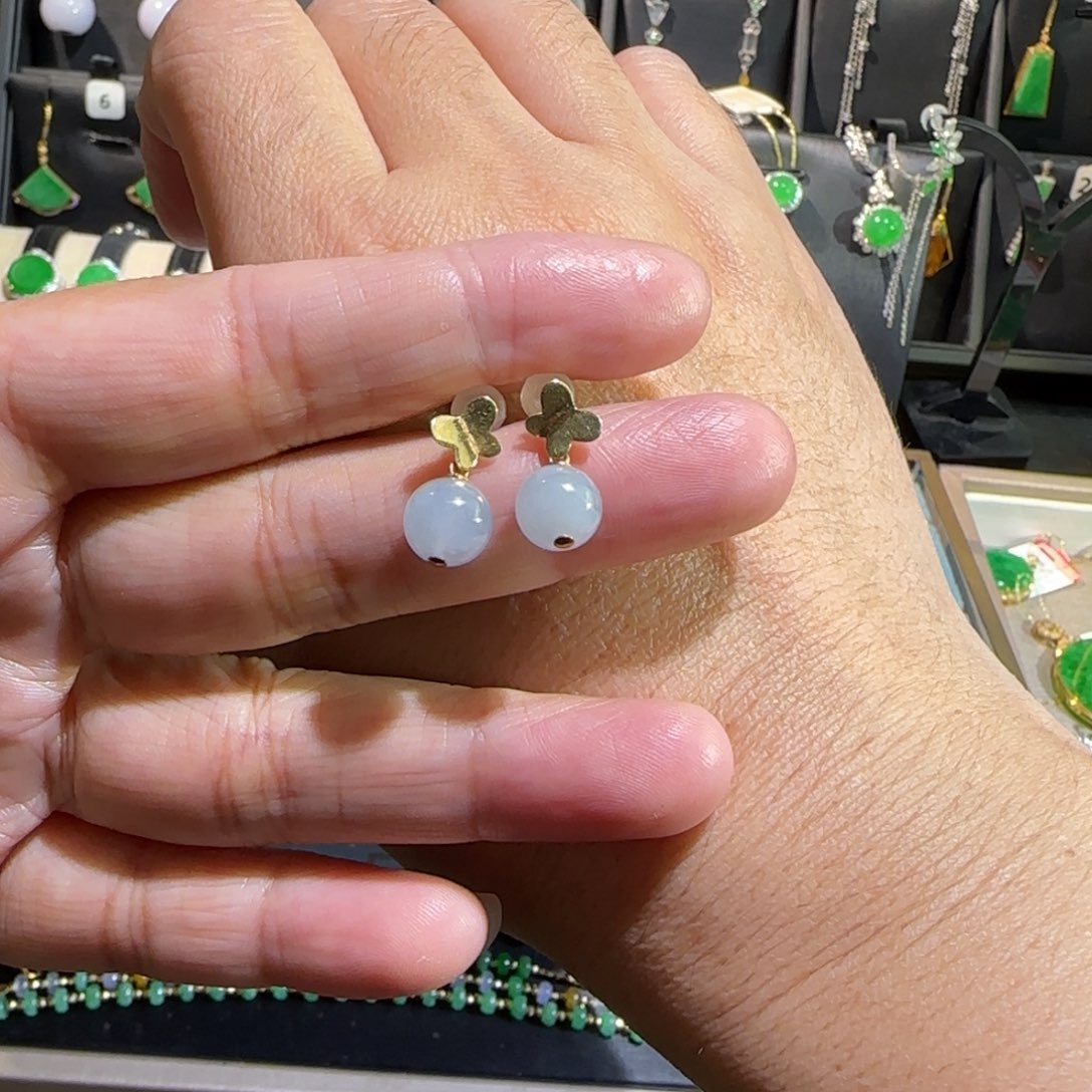 翡翠18K金镶嵌颈饰耳钉