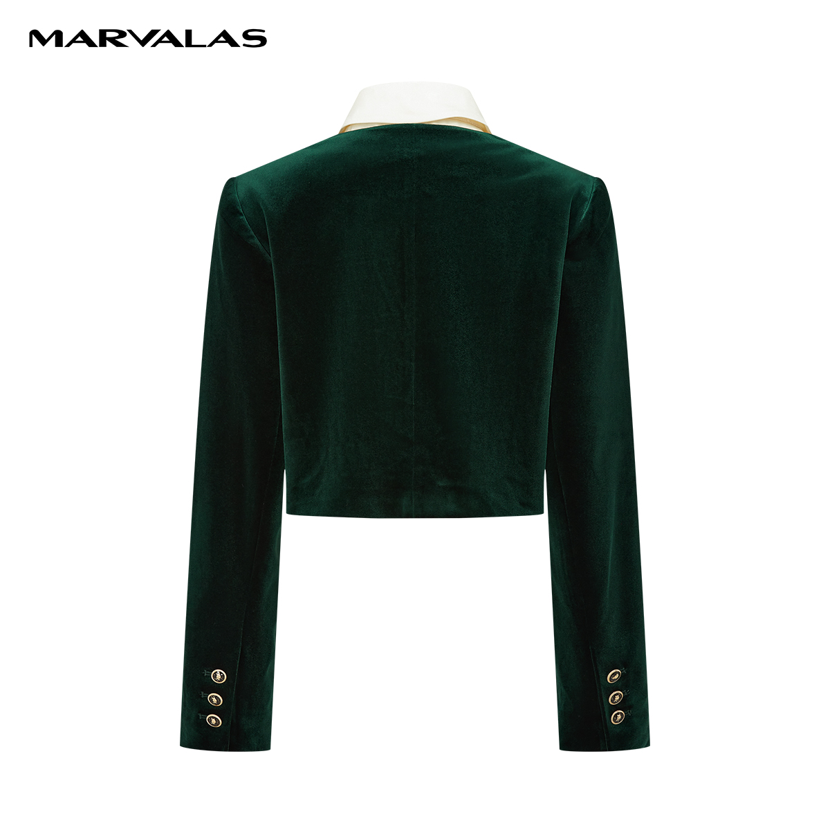 【小春子】曼德诗短款外套弹力丝绒拼色上衣M421306757