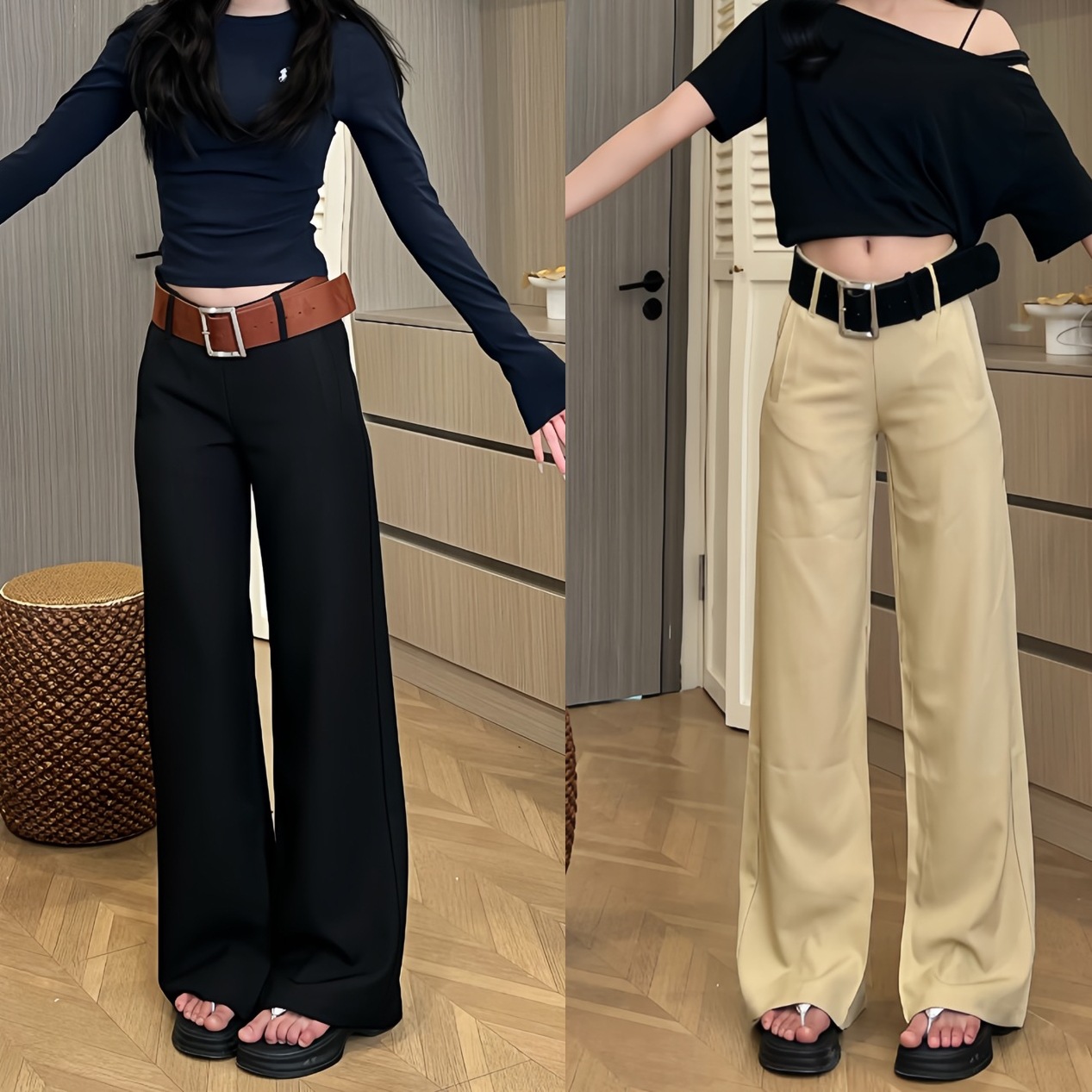 垂感西装裤休闲裤女夏季薄款2025新款阔腿裤宽松纯欲慵懒风女装