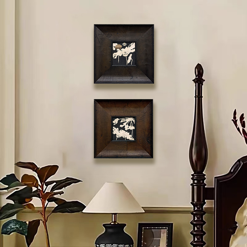 复古风抽象艺术《爱莲说》实木装裱客厅餐厅书房挂画