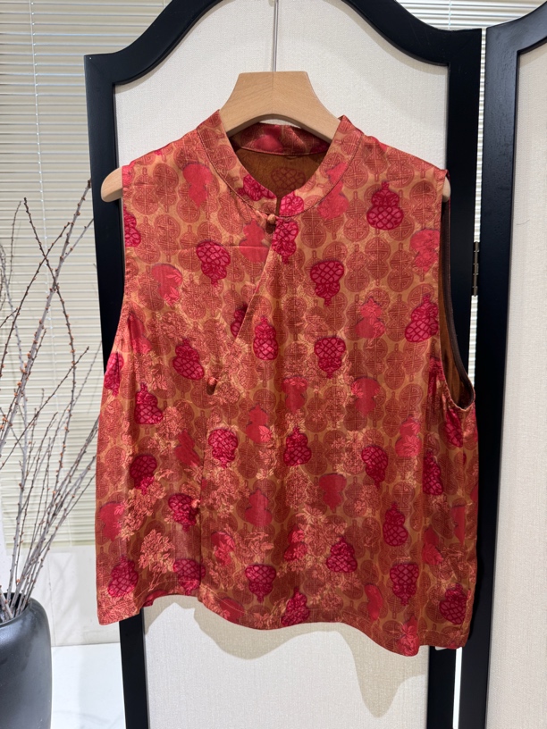 橘粉葫芦盘扣马甲85199-22