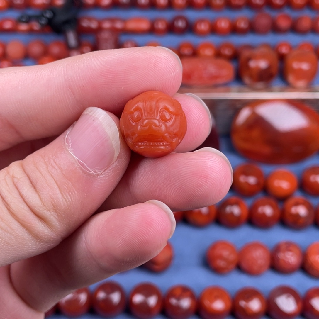 南红玛瑙未镶嵌其他15mm瓦西柿子貔貅珠