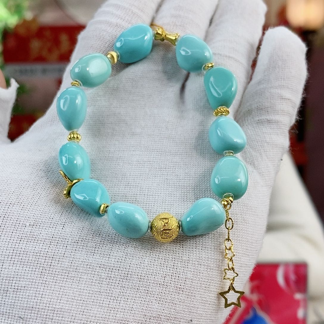 绿松石珠宝奇石18K金镶嵌