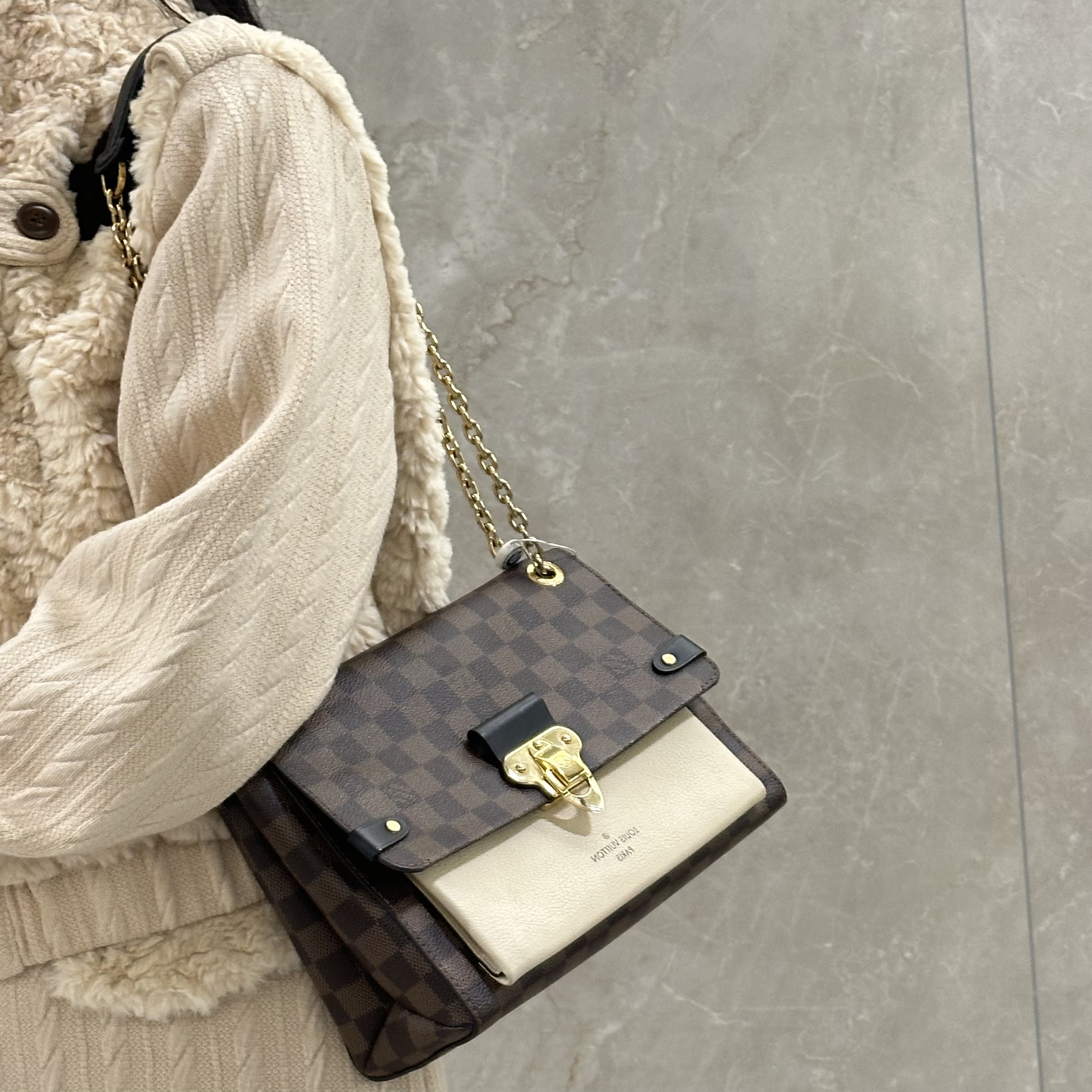 95新 LouisVuitton/路易威登 棋盘格vavin 斜挎包 二手全原/香香