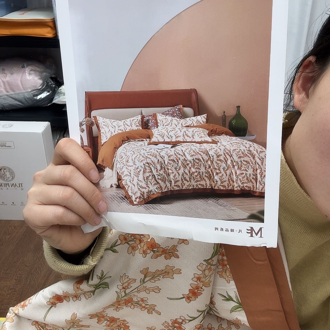 柞蚕丝貂毛羽绒加大磨毛四件套1.8米床笠