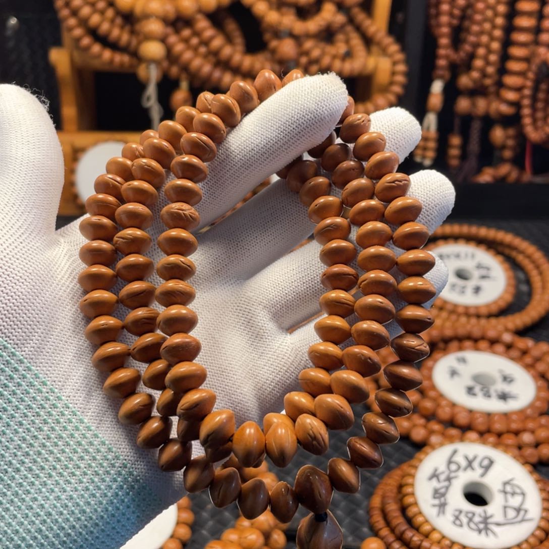 桃核手串秦岭桃核小金豆7➕✖️10➕圆边算盘珠108颗