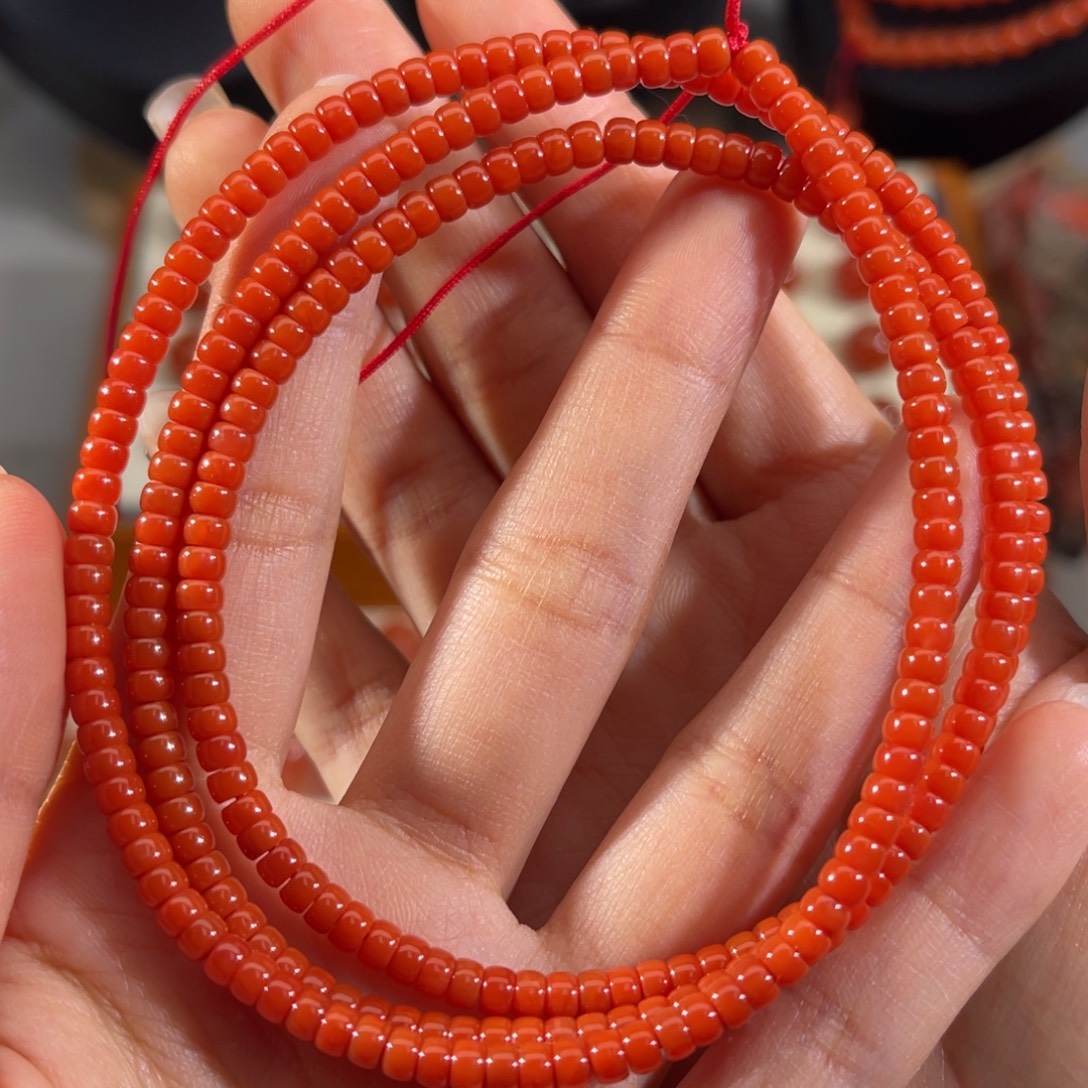 南红玛瑙未镶嵌直切药片多圈4mm