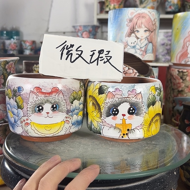 满38包邮 景德镇幸运花盆