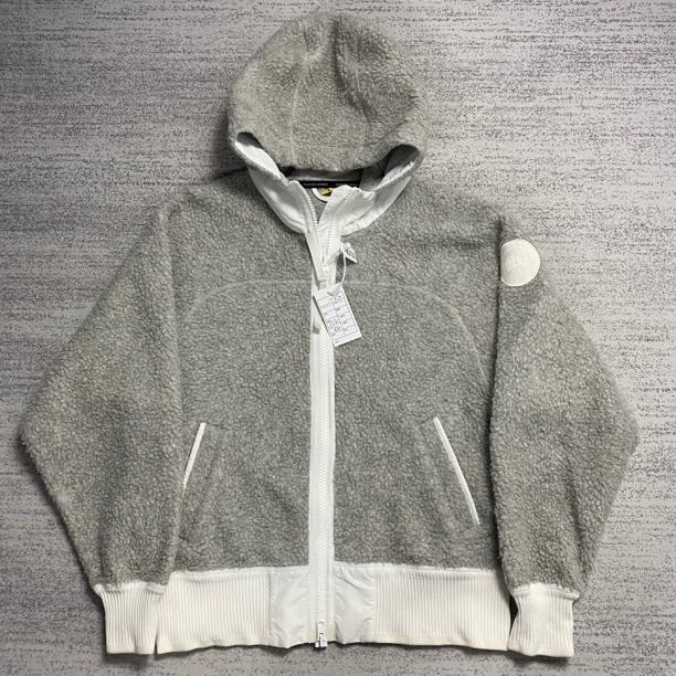 99新 CANADA GOOSE 加拿大鹅 XS灰色泰迪羊羔毛抓绒连帽外套 