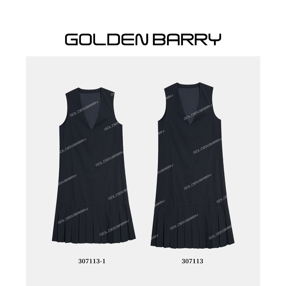 GOLDENBARRY|307113/-1“随性时光”时尚V领无袖连衣裙