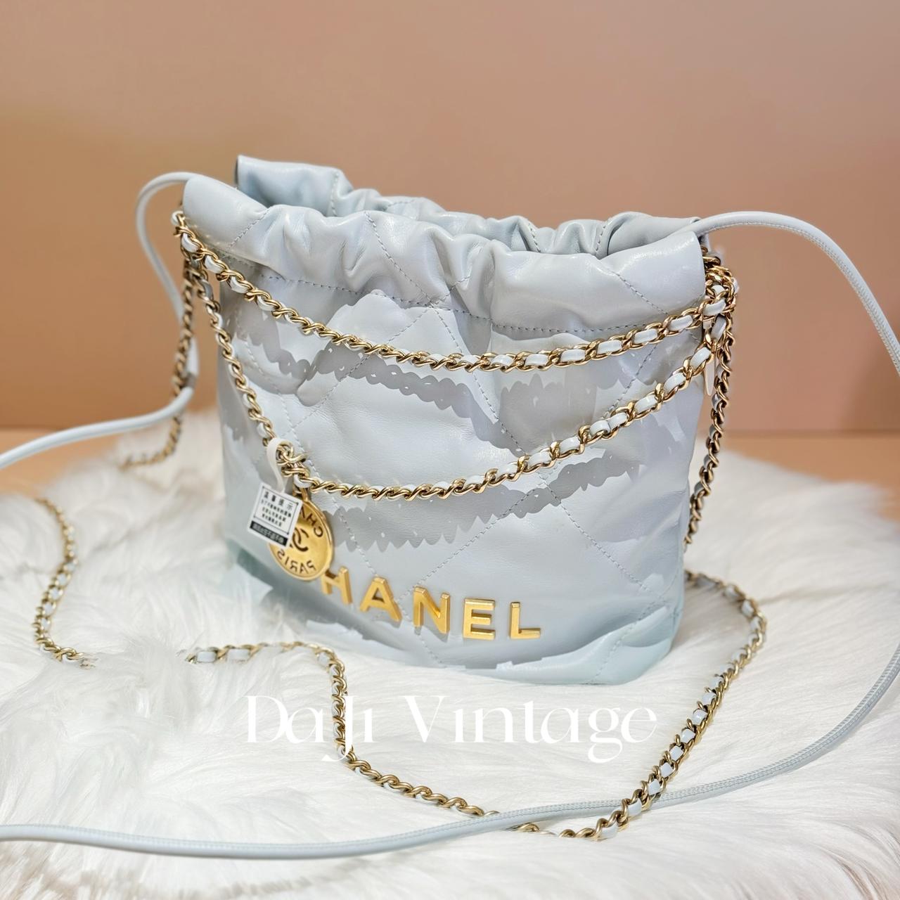 大吉中古/Chanel香奈儿蓝金22bagmini斜挎包