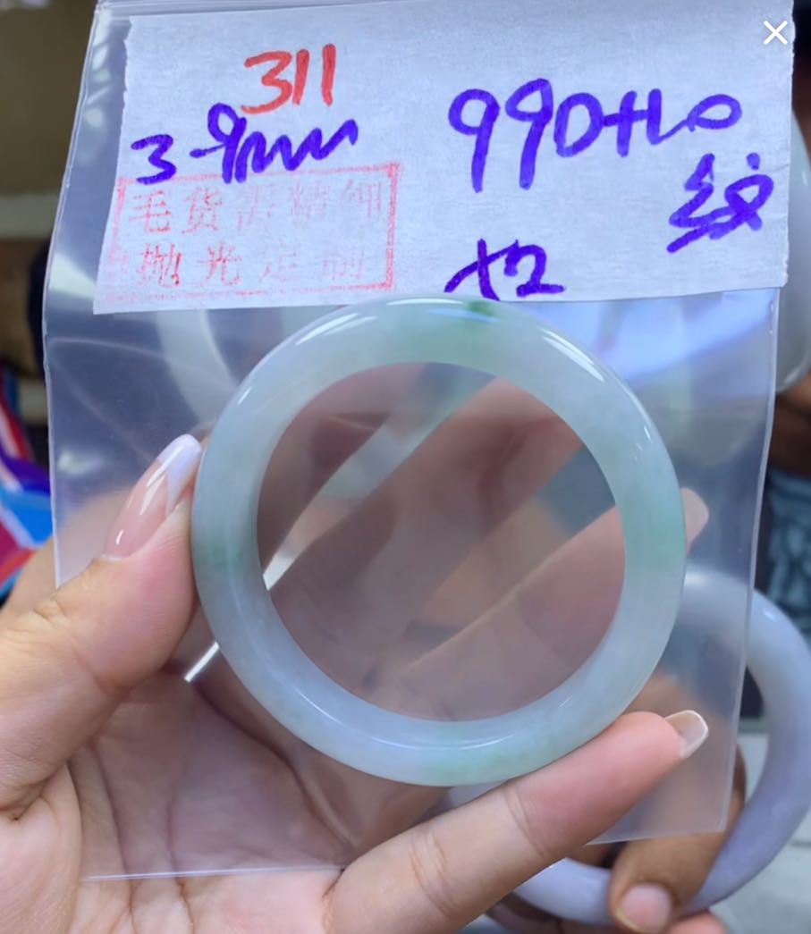 定制翡翠未镶嵌毛货311手镯52纹+990元+拍一发一