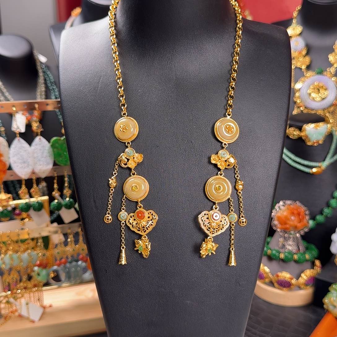 翡翠银S925镀金镶嵌项链万能链