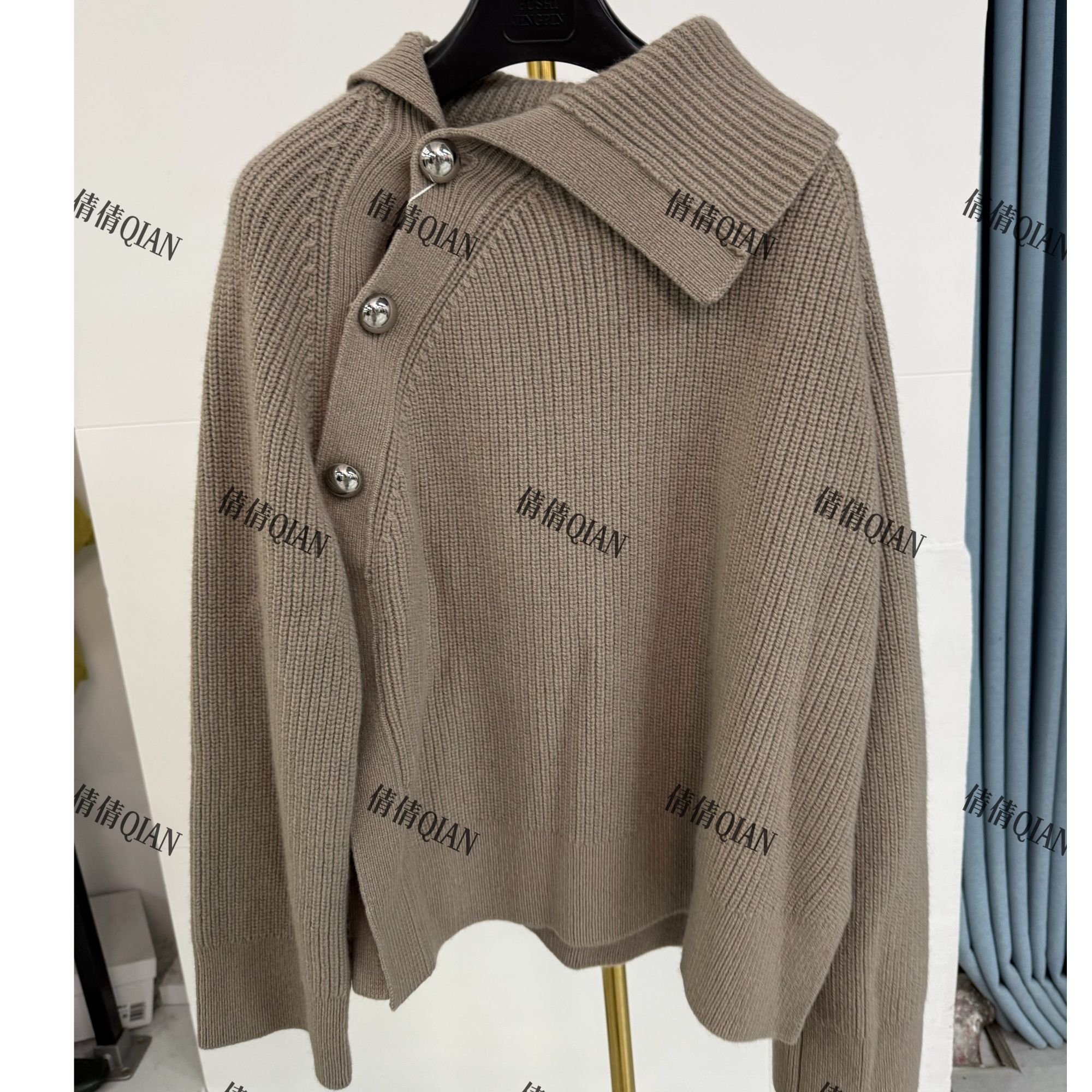 （灰色）设计感长袖毛衣针织衫（GP-111）