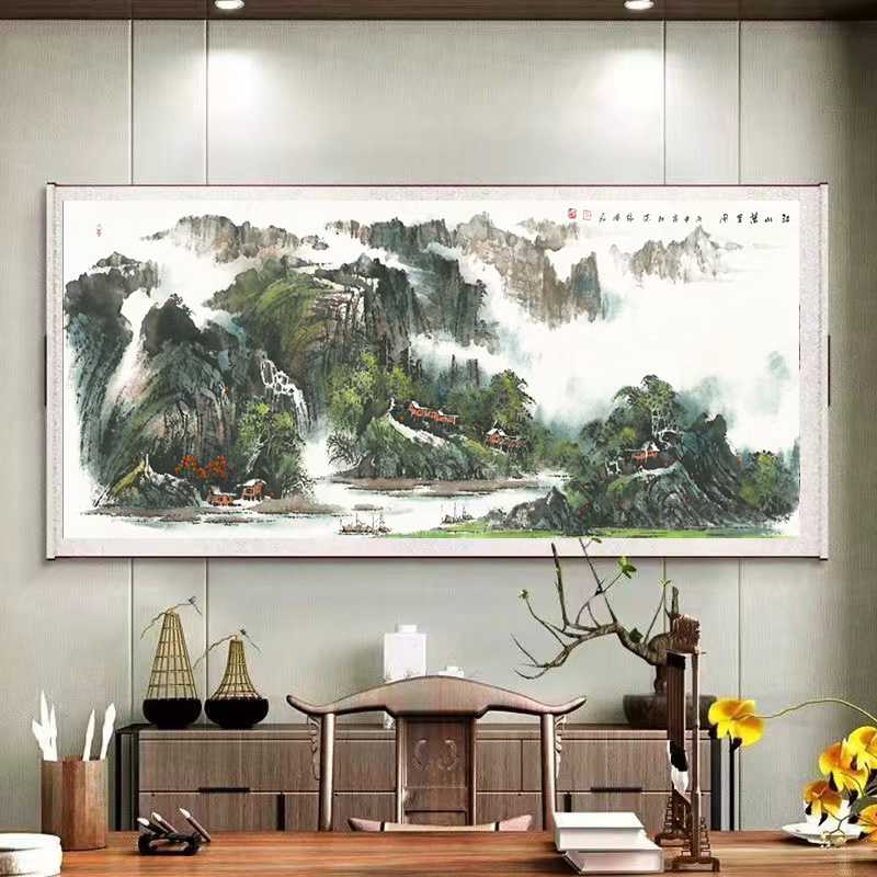 《江山万里》横版现在国风装饰画