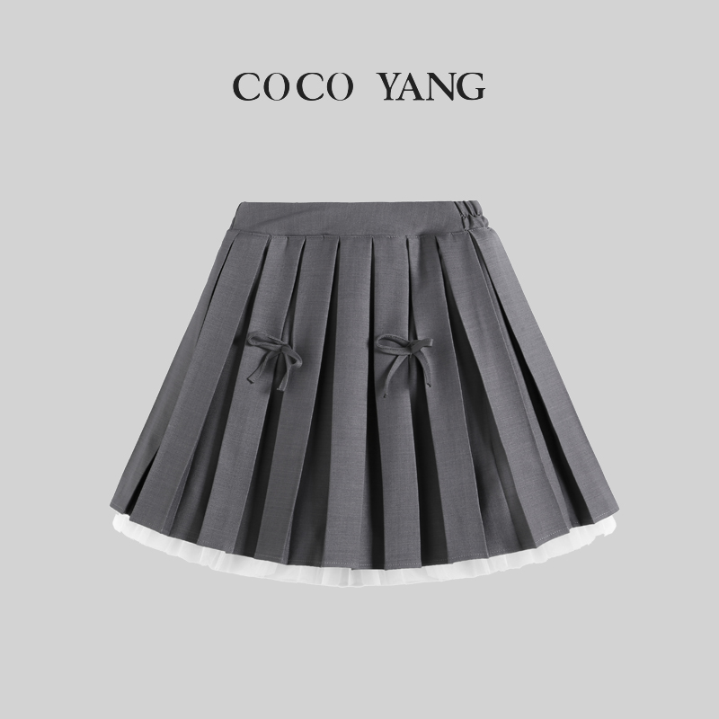 年货四季女大童半身裙时尚百搭百褶裙-YHW362