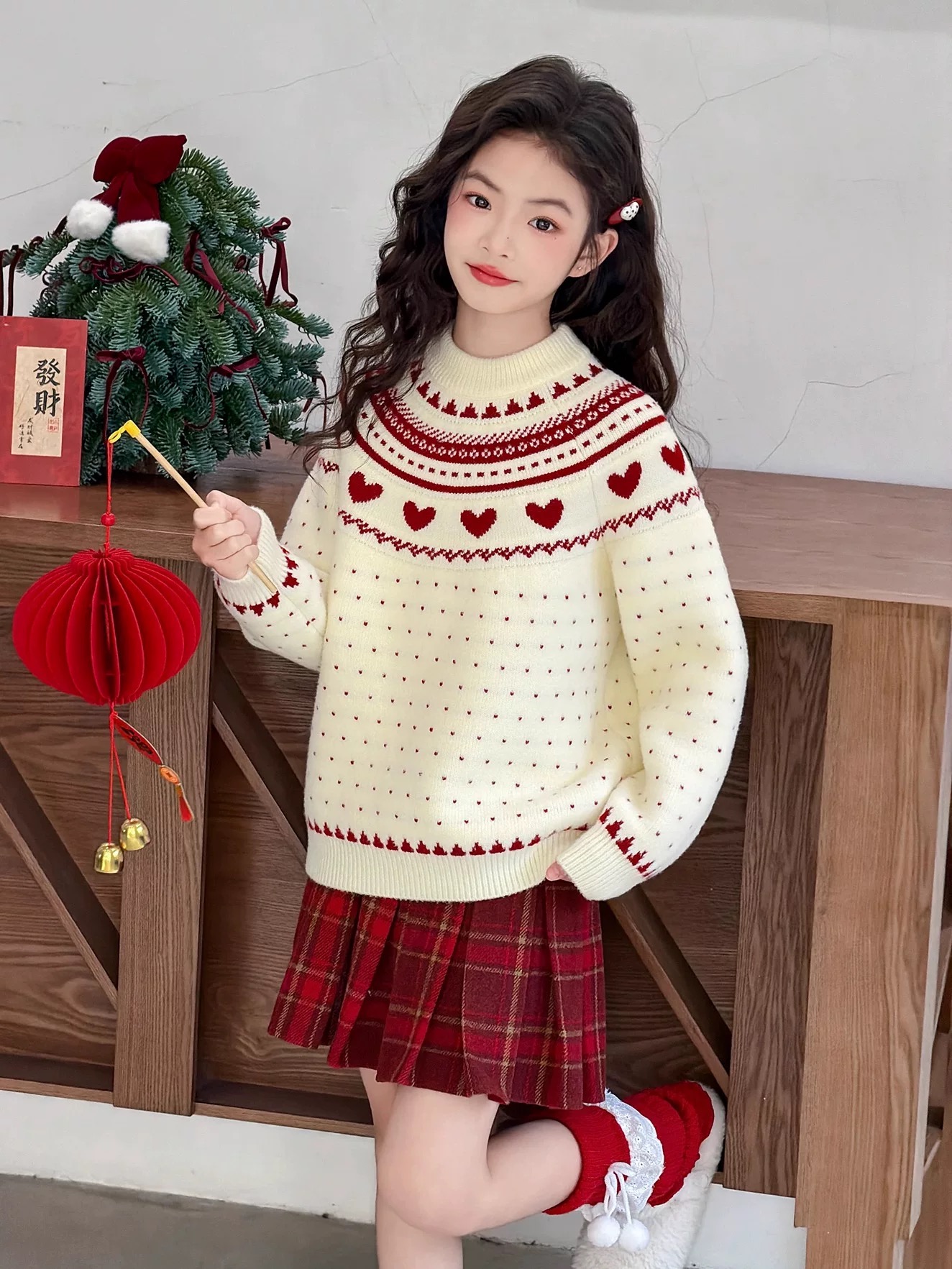 女童加厚2026冬季韩国绒毛衣新款费尔岛针织衫儿童上衣女宝