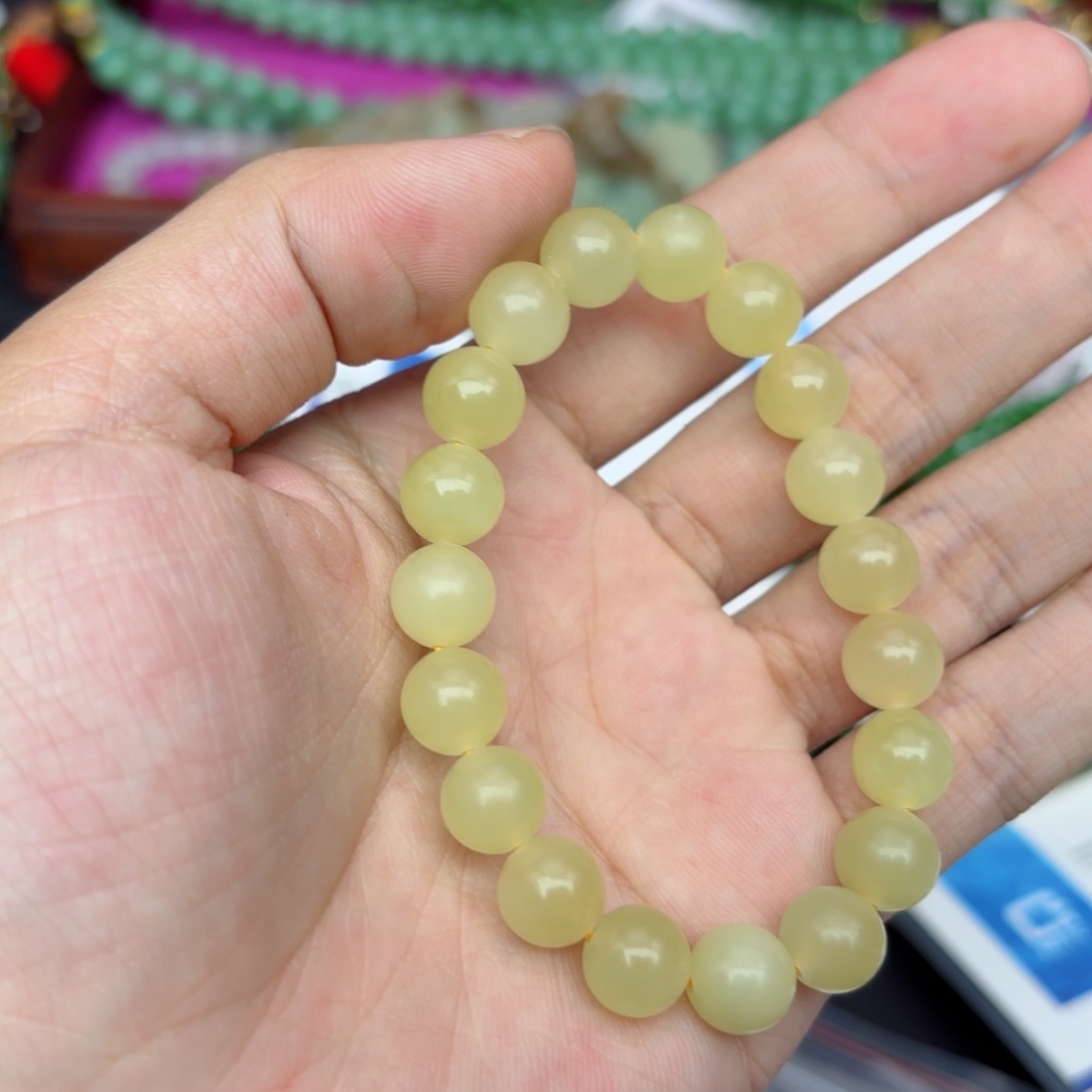 和田玉手链未镶嵌青*