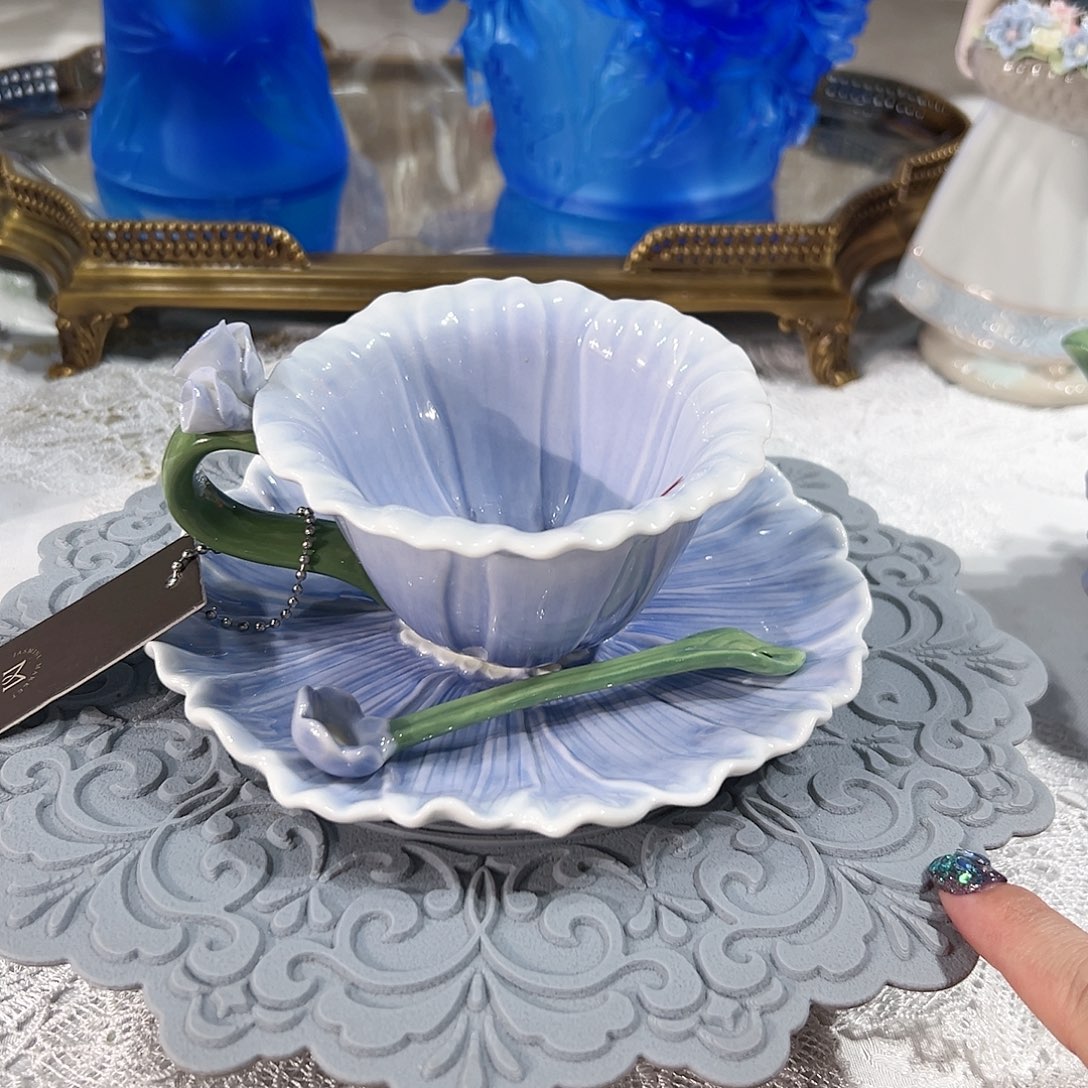 陶瓷0233骨瓷大丽花杯碟礼盒装