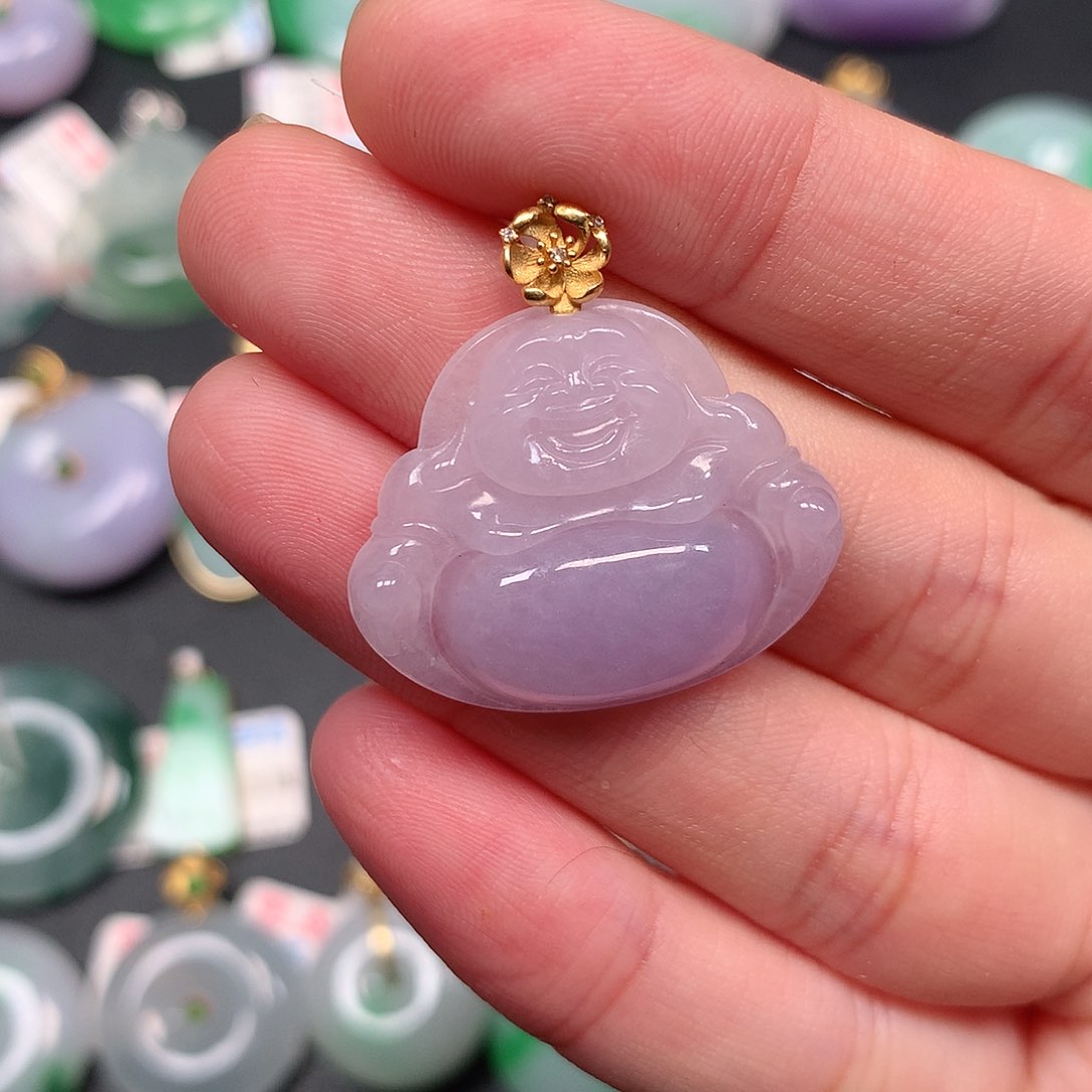 颈饰18K金镶嵌翡翠翡翠吊坠