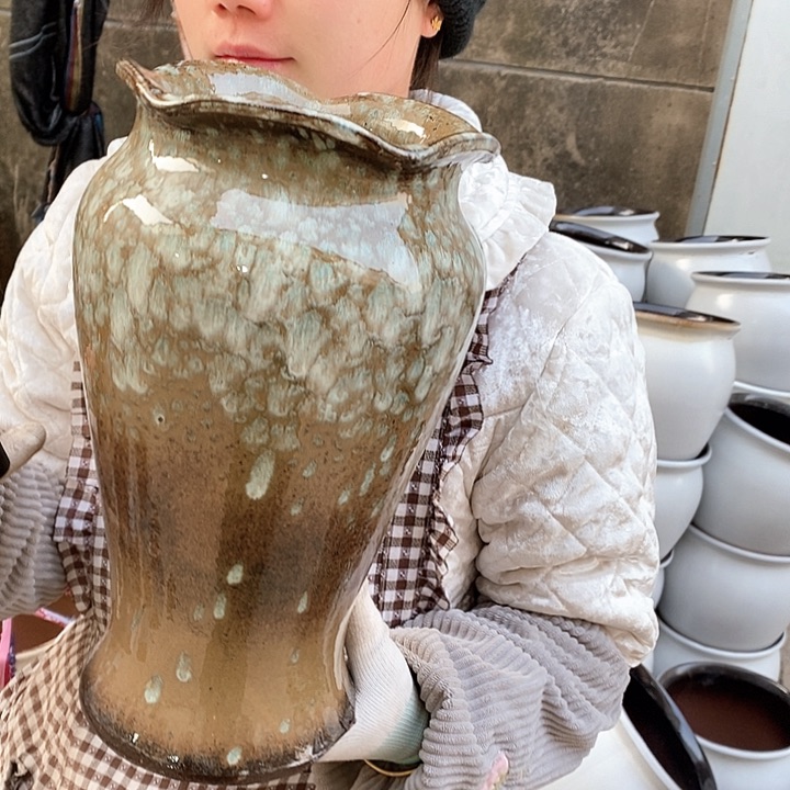 紫砂花盆瑕疵口17高30