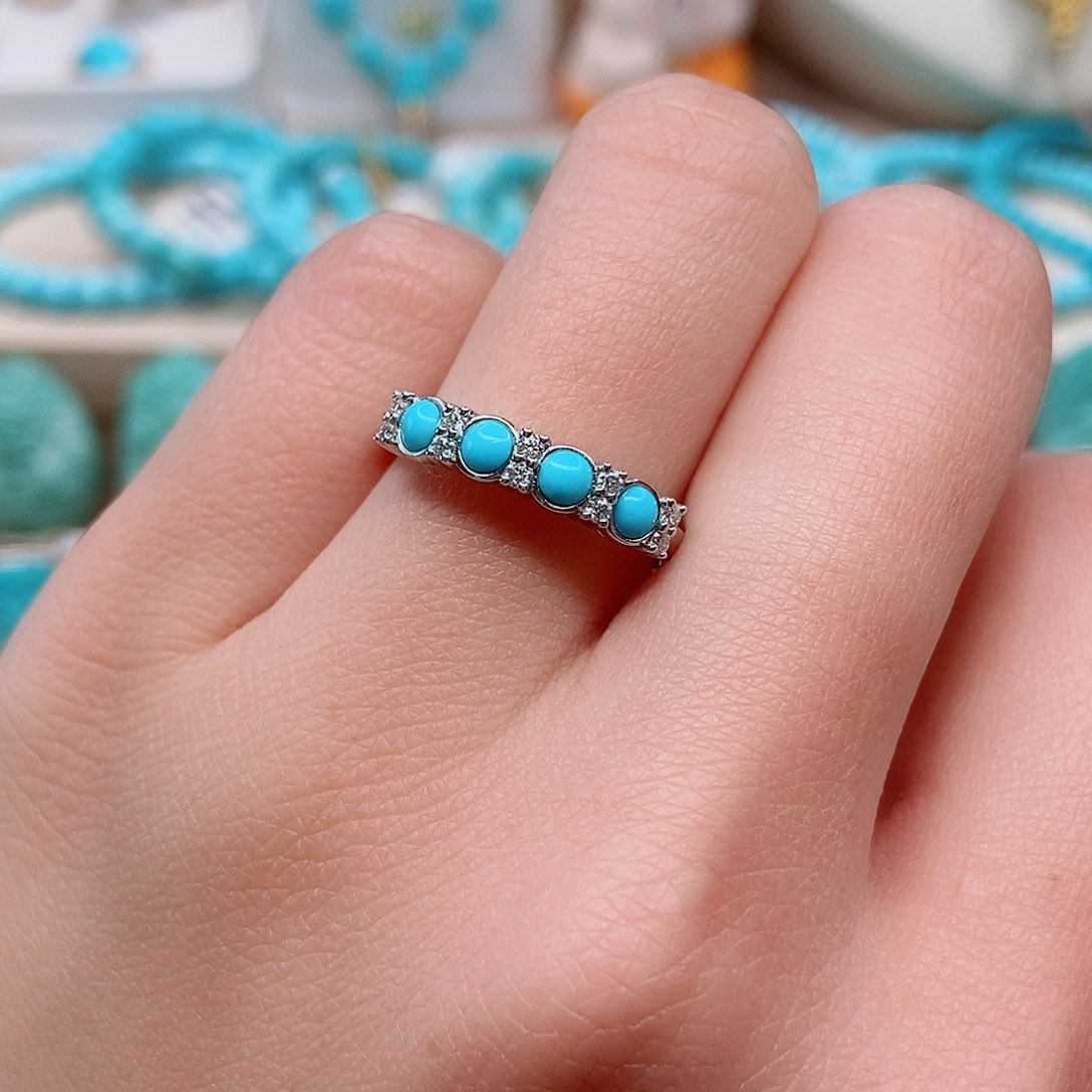 绿松石戒指银S925镶嵌