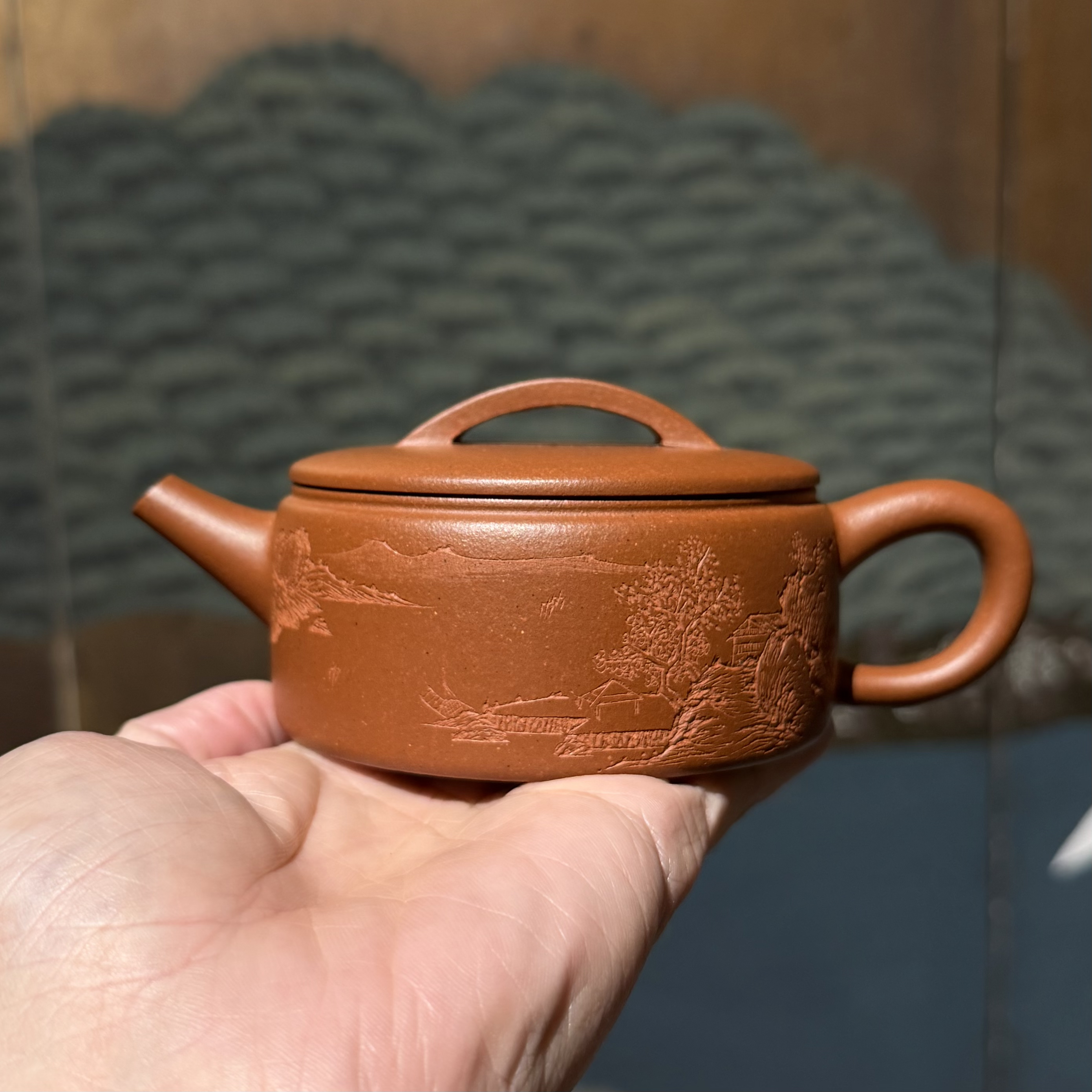 创佳紫砂牛盖四方壶汉瓦壶200cc原矿紫砂小红泥手工紫砂壶招牌