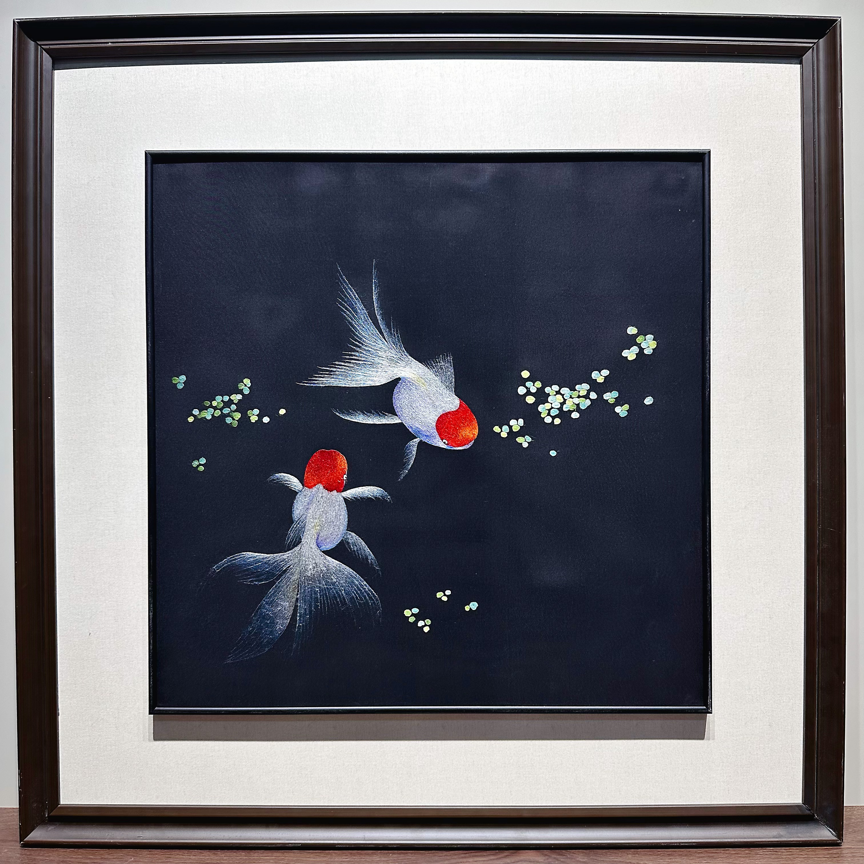 【绣影鱼欢】纯手工非遗苏绣精品玄关客厅茶室卧室画芯50*50cm