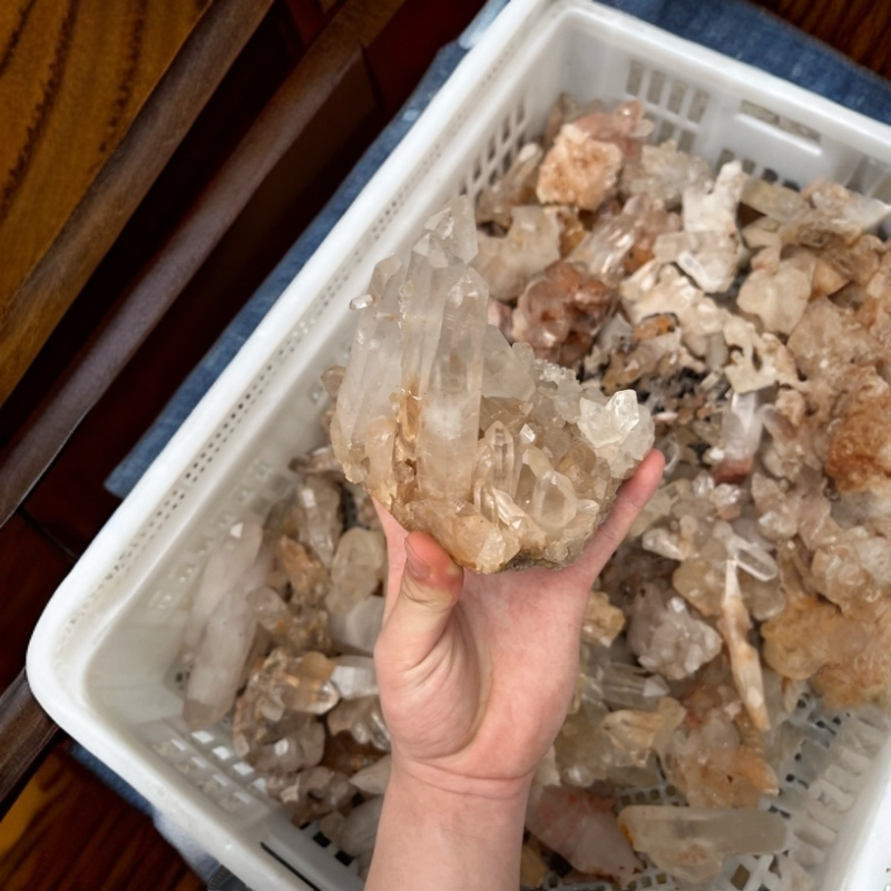 天然水晶簇白水晶簇粉晶簇黄晶簇原石摆件（勿乱拍）
