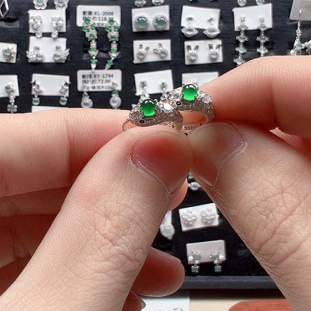 翡翠手链银S925镶嵌天然翡翠A货