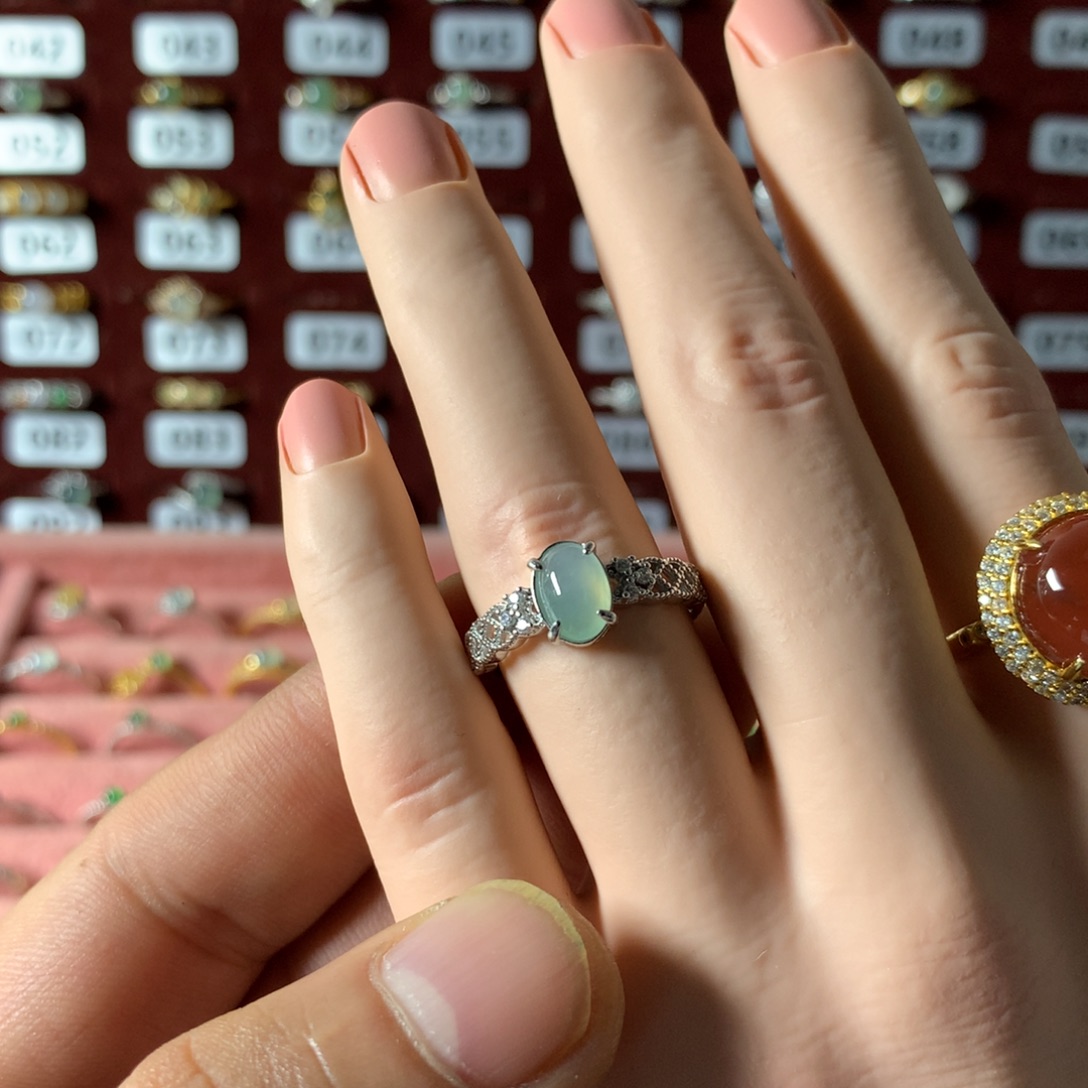 丫***你翡翠银S925镶嵌戒指723