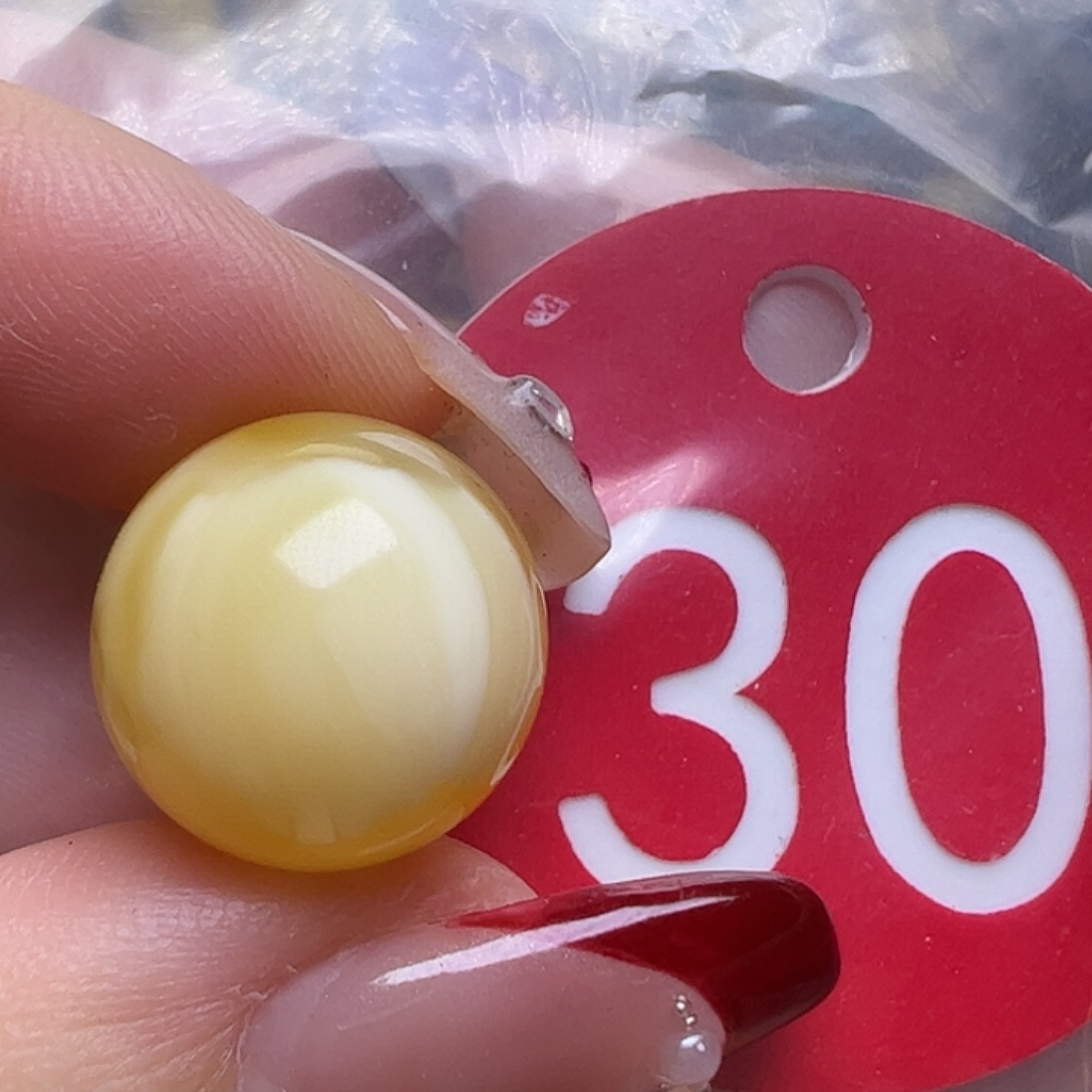 蜜蜡未镶嵌珠宝奇石14.5mm金瓷白圆珠