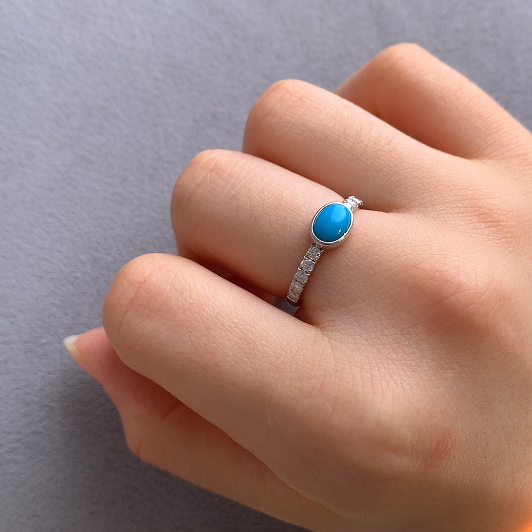 银S925镶嵌绿松石简约戒指