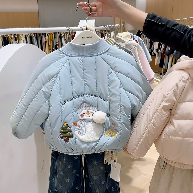 女童棒球服秋冬款2025新款女宝宝冬季加厚上衣中小童儿童冬装外套